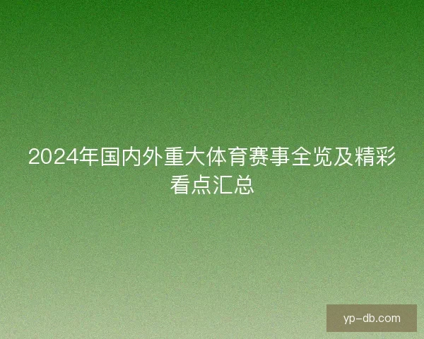 2024年国内外重大体育赛事全览及精彩看点汇总